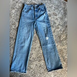 Levi's Light Blue Ribcage straight Leg Jeans